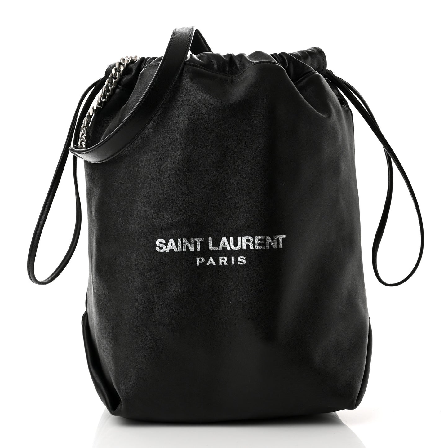 Lambskin Teddy Drawstring Bag Black