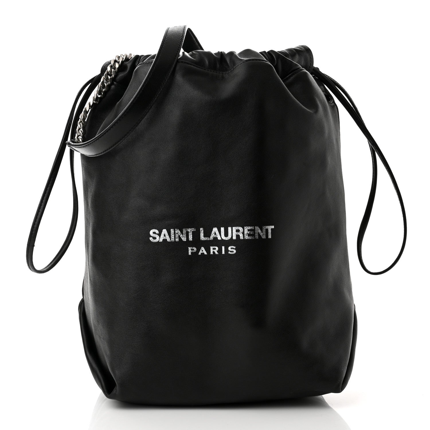 Saint Laurent Lambskin Teddy Drawstring Bag Black 3 of 11