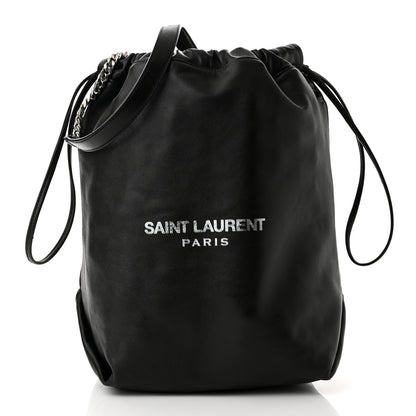 Saint Laurent Lambskin Teddy Drawstring Bag Black 3 of 11