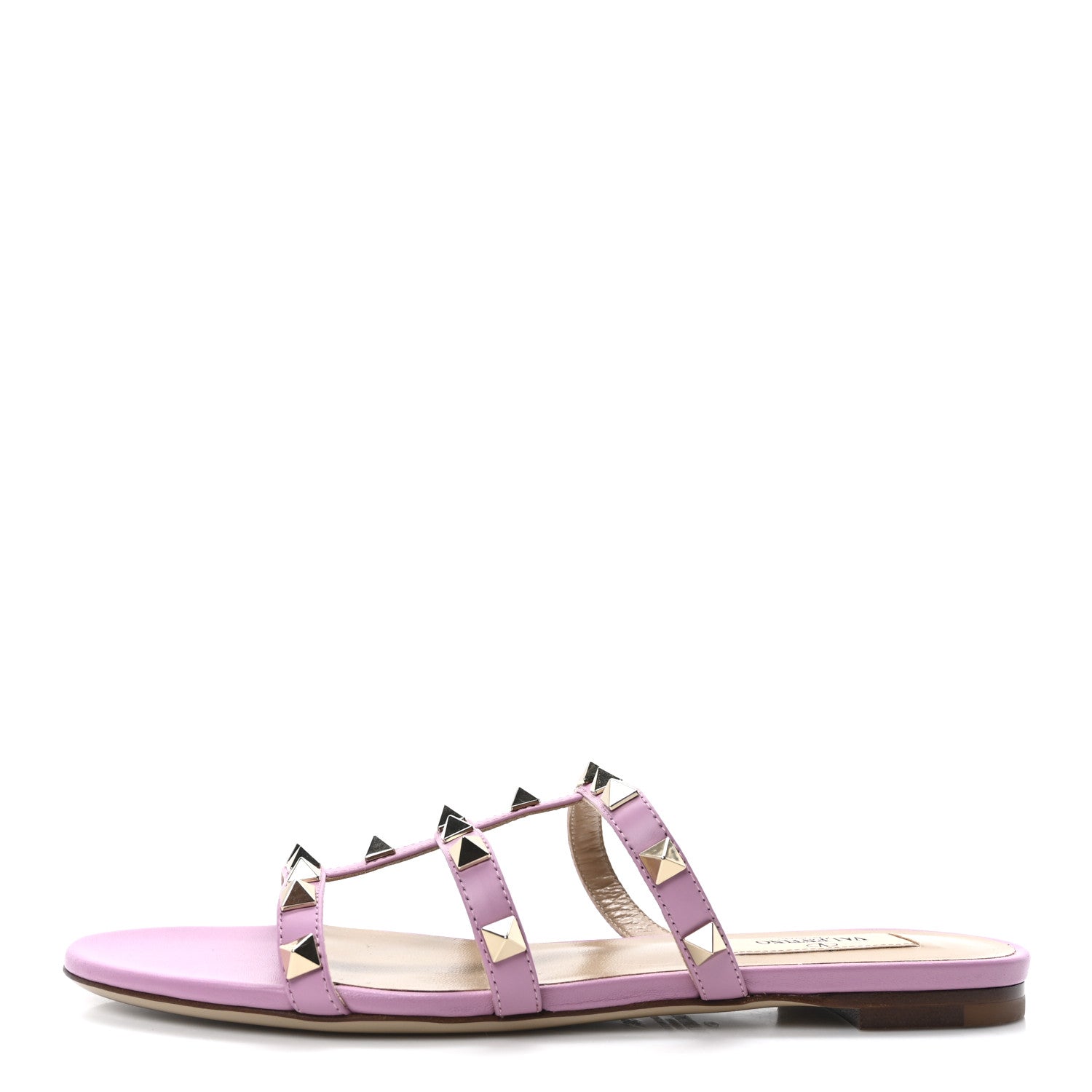 Valentino Garavani Nappa Rockstud Caged Flat Slide Sandals 36 Giacinto 1 of 8