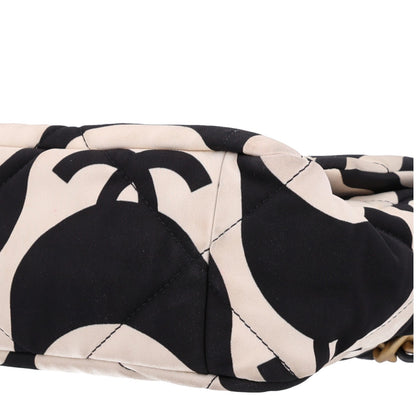 Chanel Fabric Printed Large Chanel 19 Flap Black Ecru 10 of 10