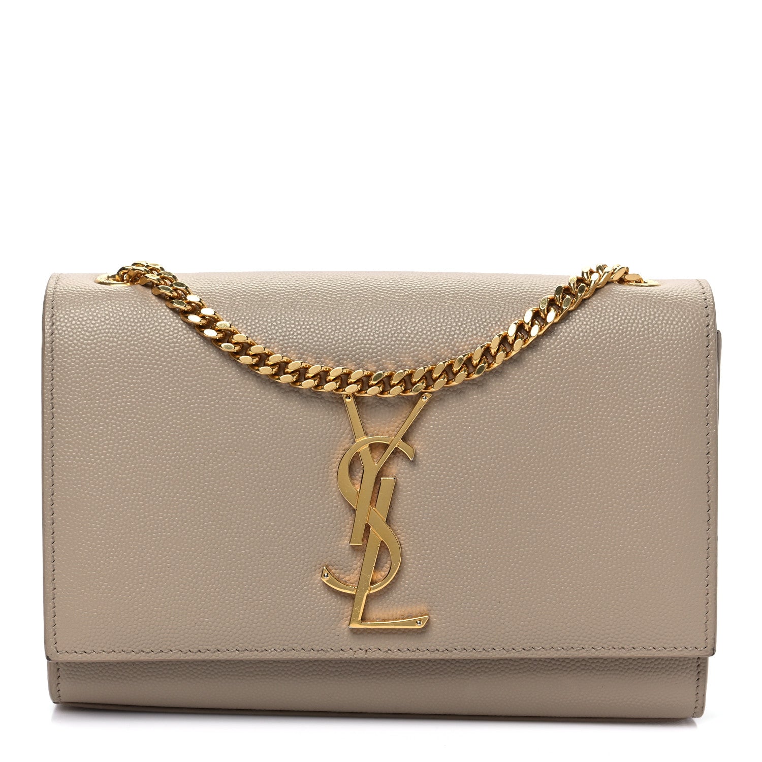 Saint Laurent Grain De Poudre Small Monogram Kate Satchel Dark Beige 1 of 8