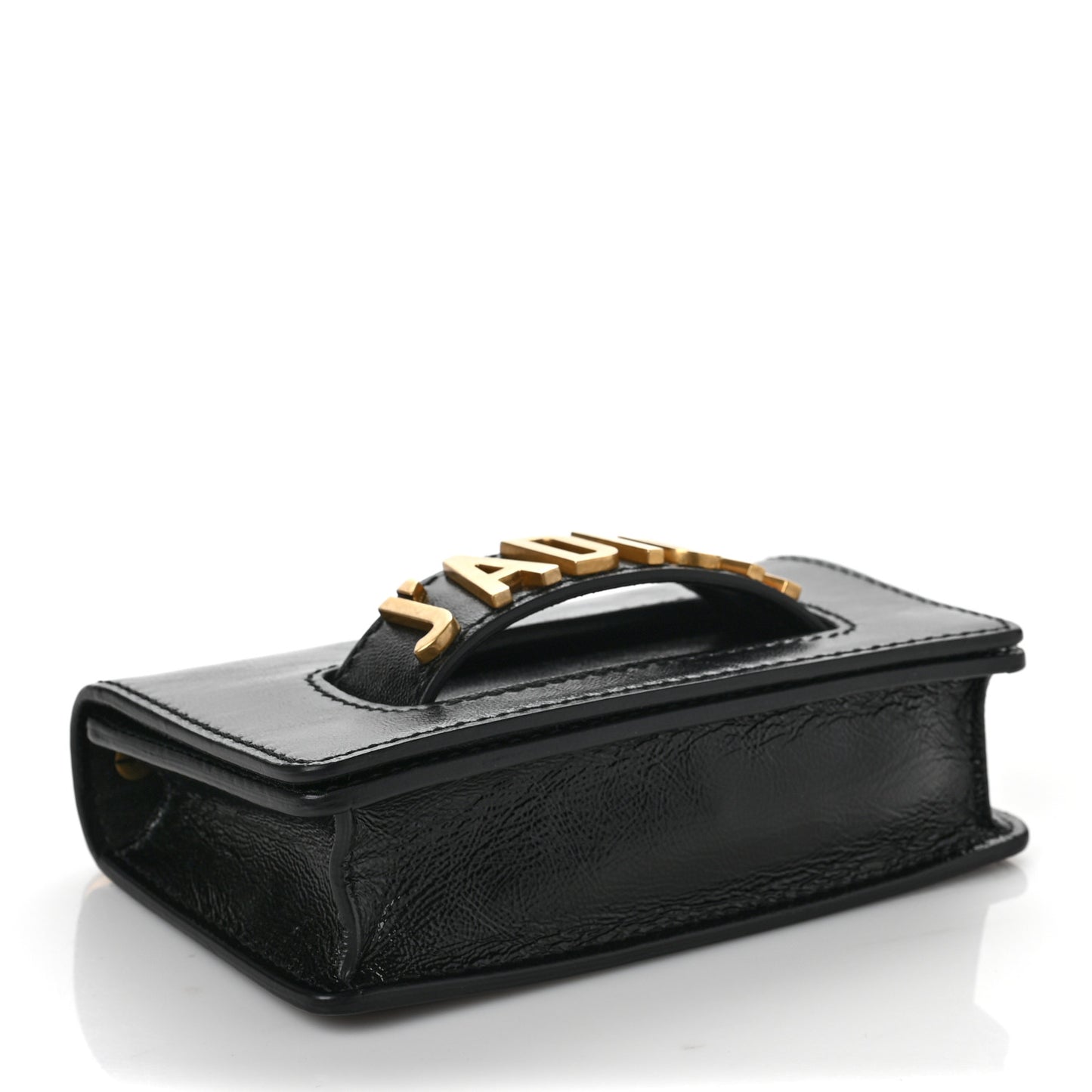 Crinkled Calfskin Mini J'Adior Chain Flap Bag Black