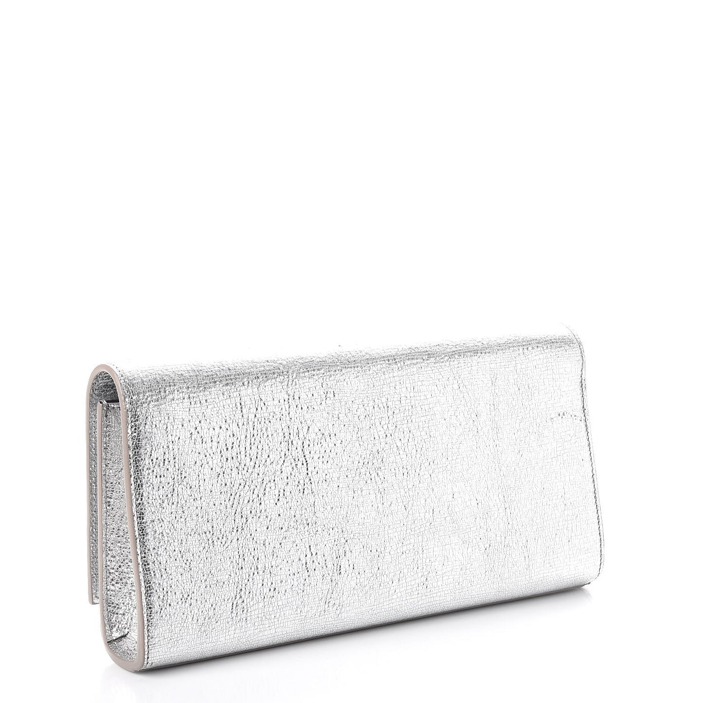 Textured Metallic Calfskin Classic Monogram Cassandre Clutch Silver