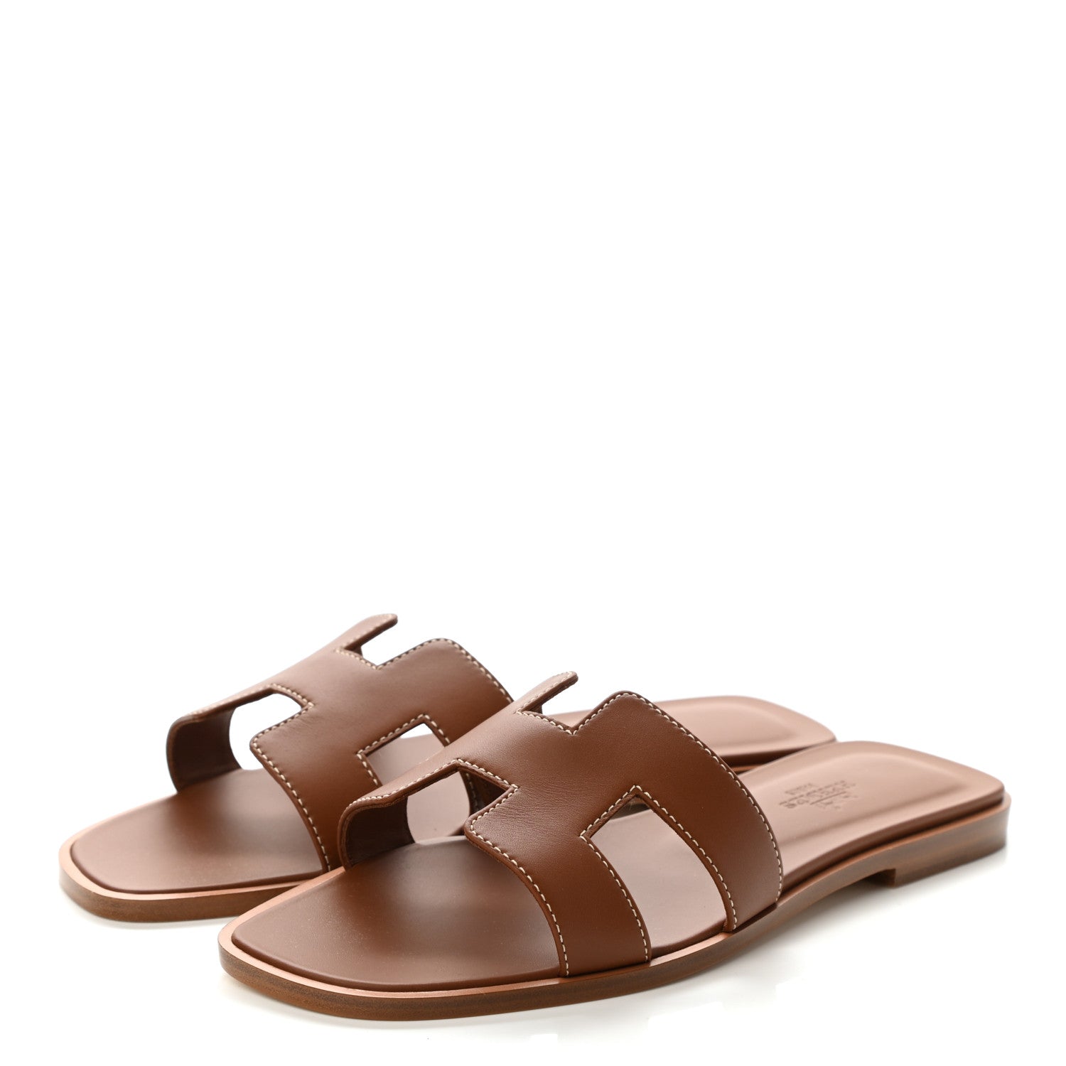Hermes Box Calfskin Oran Sandals 37 Gold 3 of 8