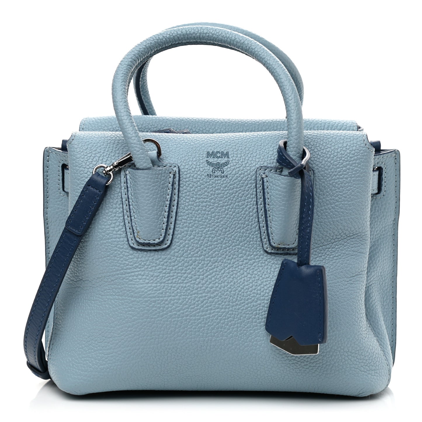 Grained Calfskin Mini Milla Tote Blue
