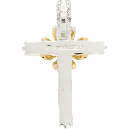 Tiffany Sterling Silver 18K Yellow Gold Cross Pendant Necklace 5 of 5