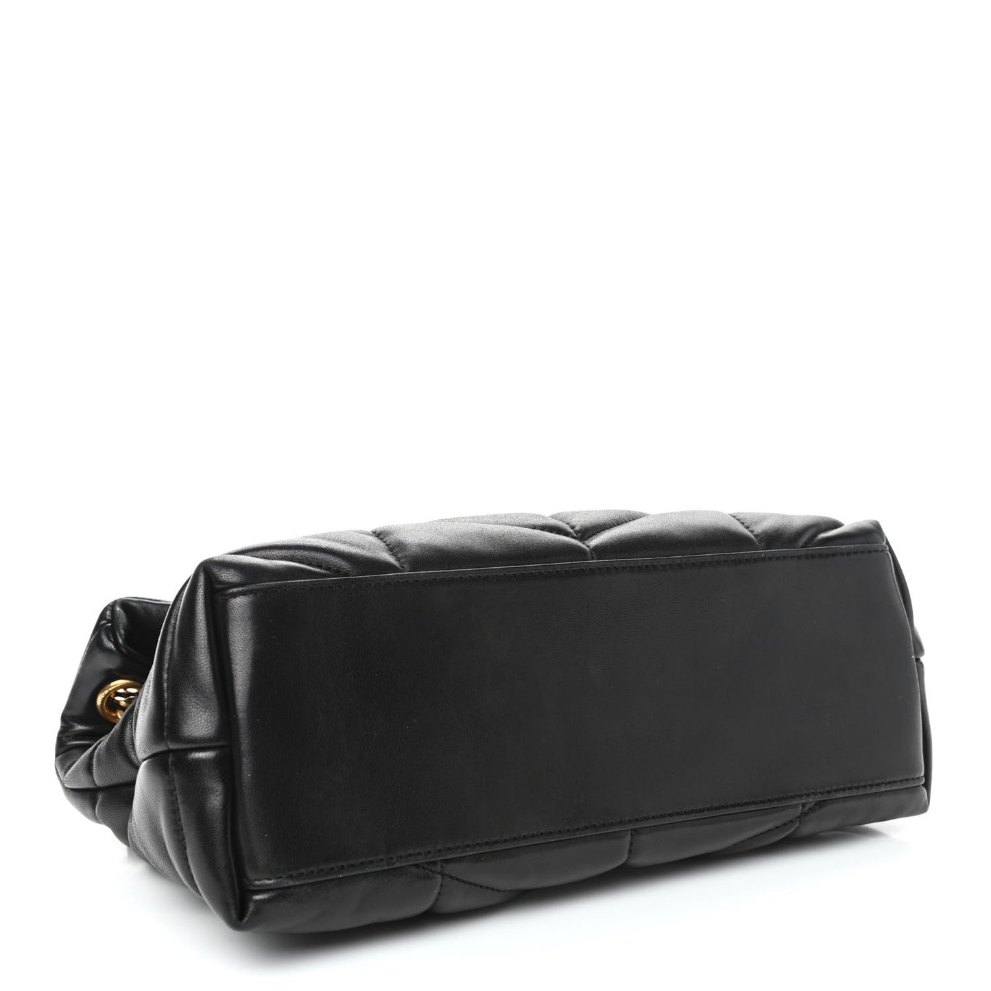 Lambskin Quilted Small Loulou Puffer Monogram Chain Satchel Black