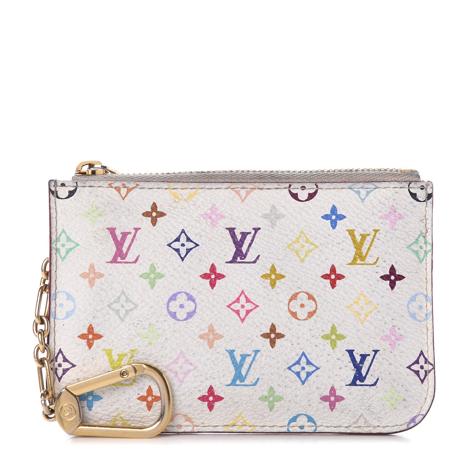 Louis Vuitton Monogram Multicolor Key Pouch White Litchi 1 of 16