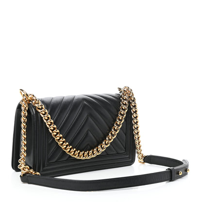 Chanel Calfskin Chevron Quilted Medium Boy Flap Black 3 of 9