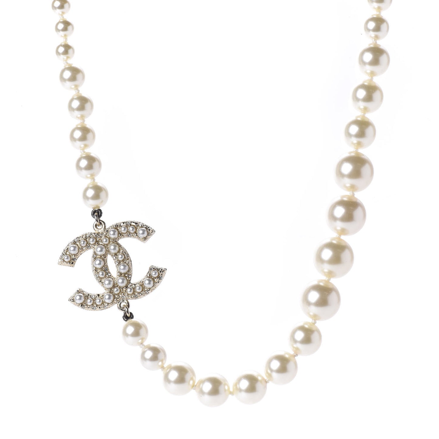 Graduated Pearl CC Short Necklace Gold