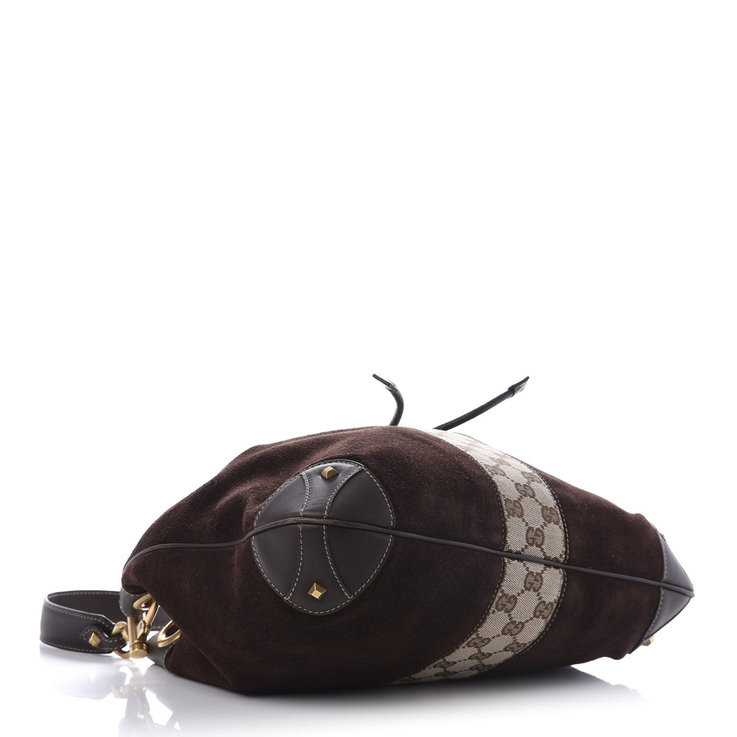Suede Monogram Drawstring Bag Brown