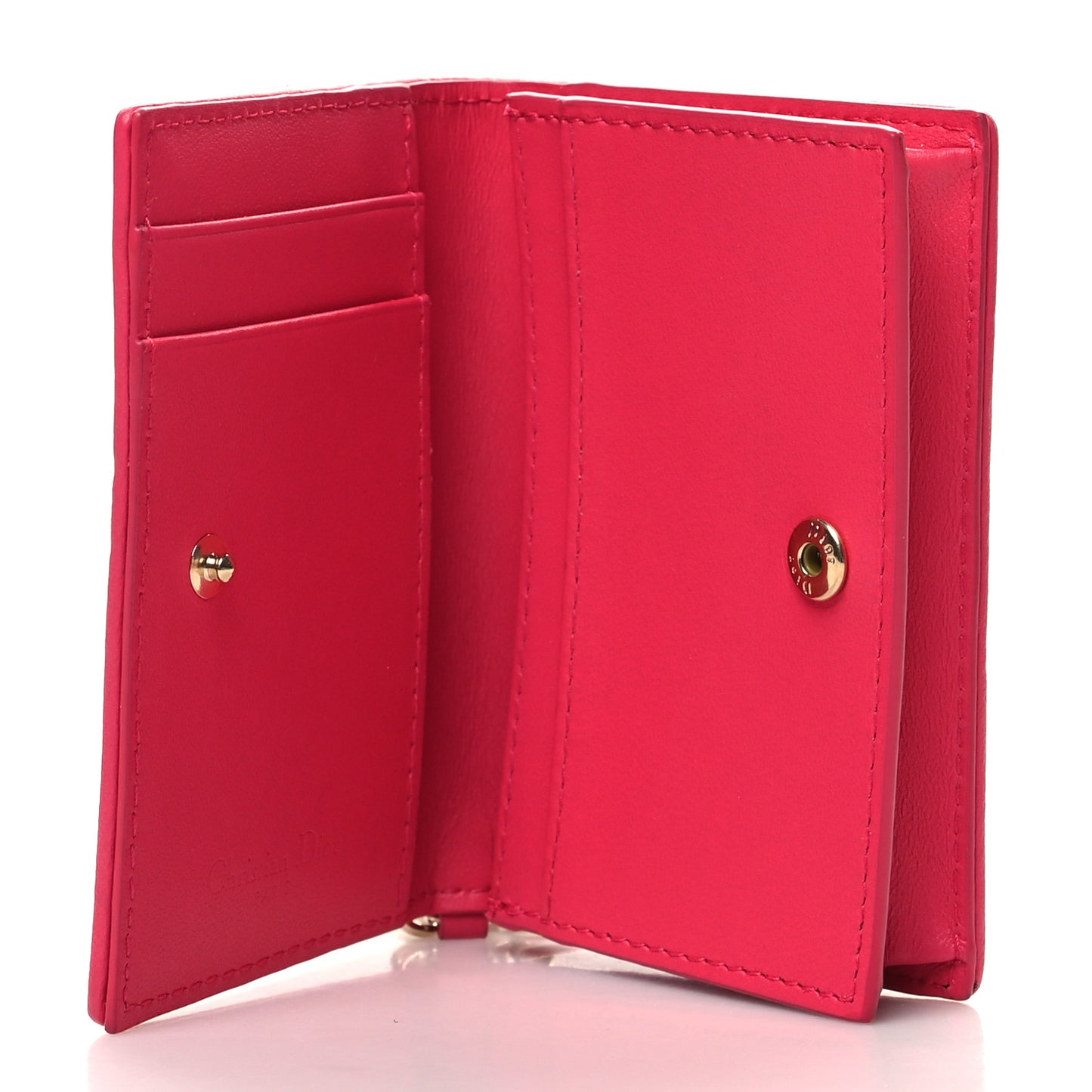 Lambskin Cannage Small Lady Dior Flap Card Holder Fuchsia