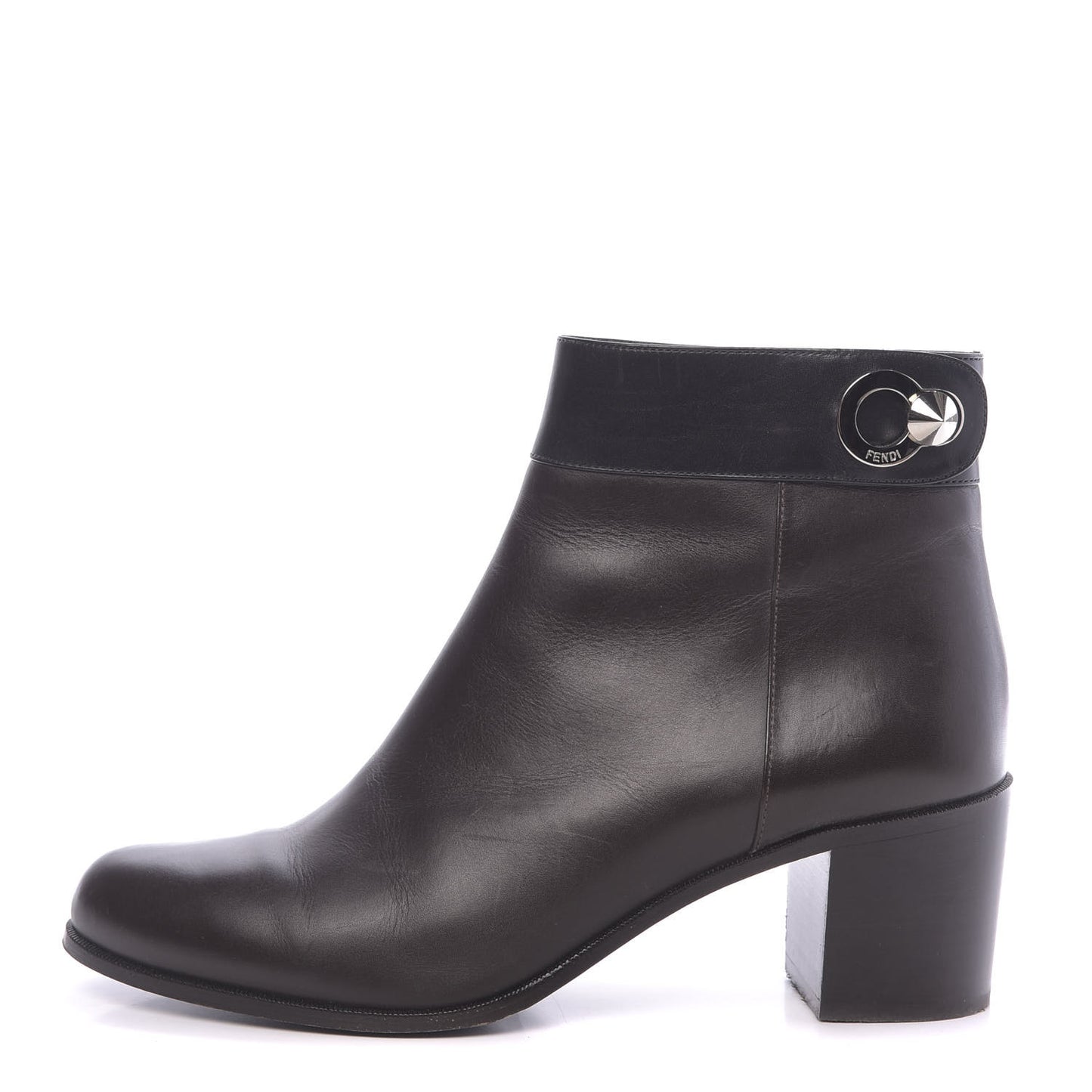 Calfskin Square Heel Short Booties 40.5 Black