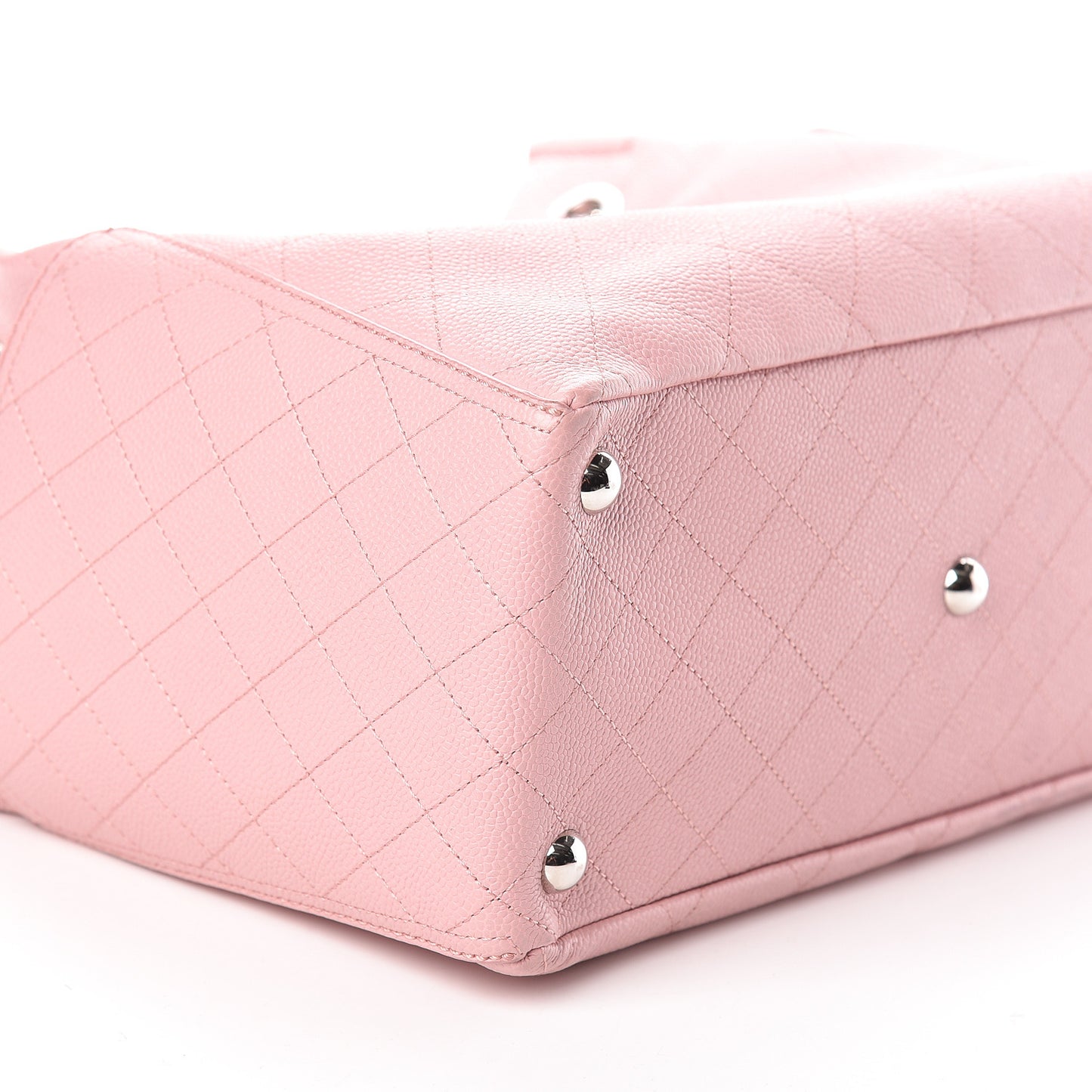 Grained Calfskin Small CC Pocket Tote Pink