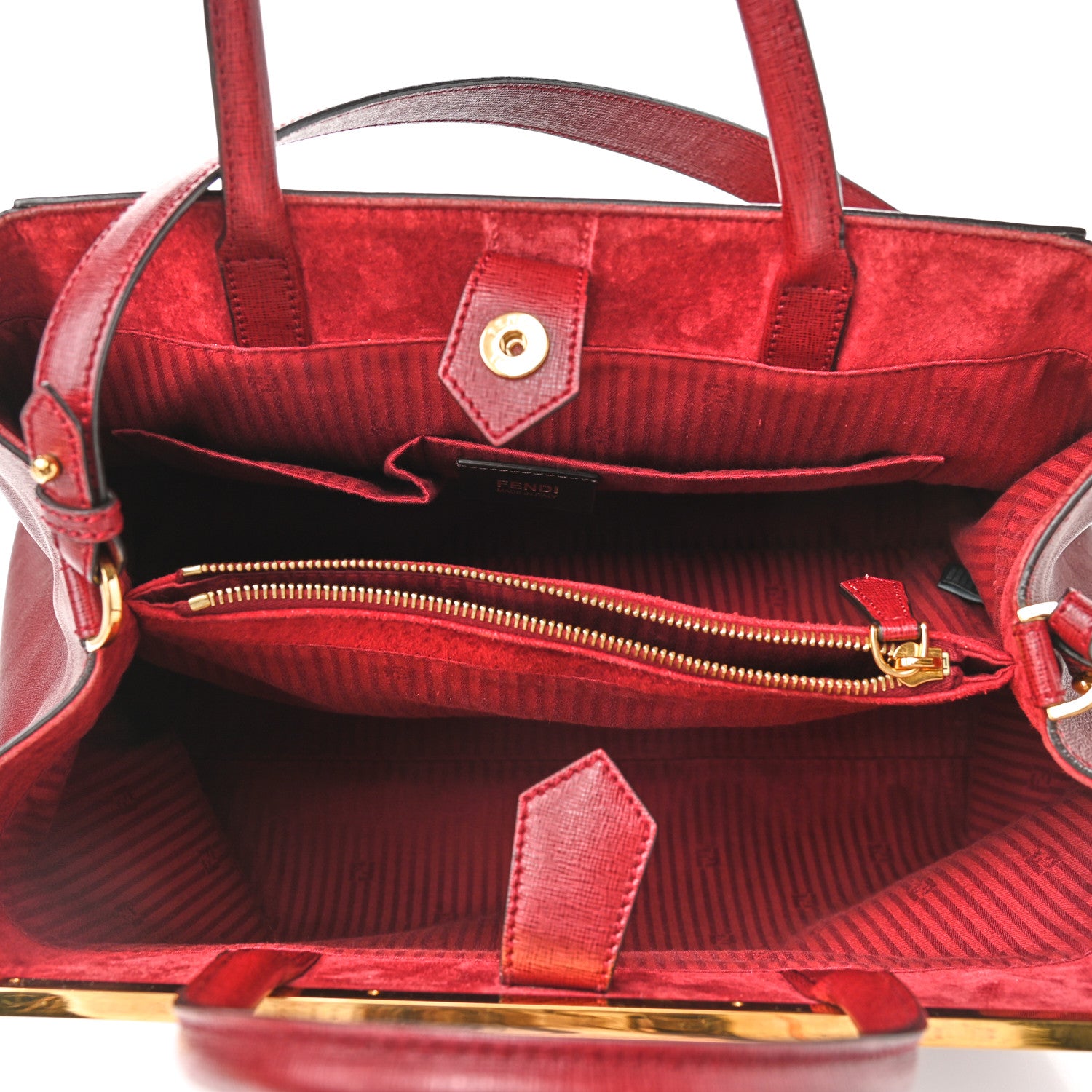 Fendi Vitello Elite Regular 2Jours Tote Rosso Scuro Ciliegia 5 of 12