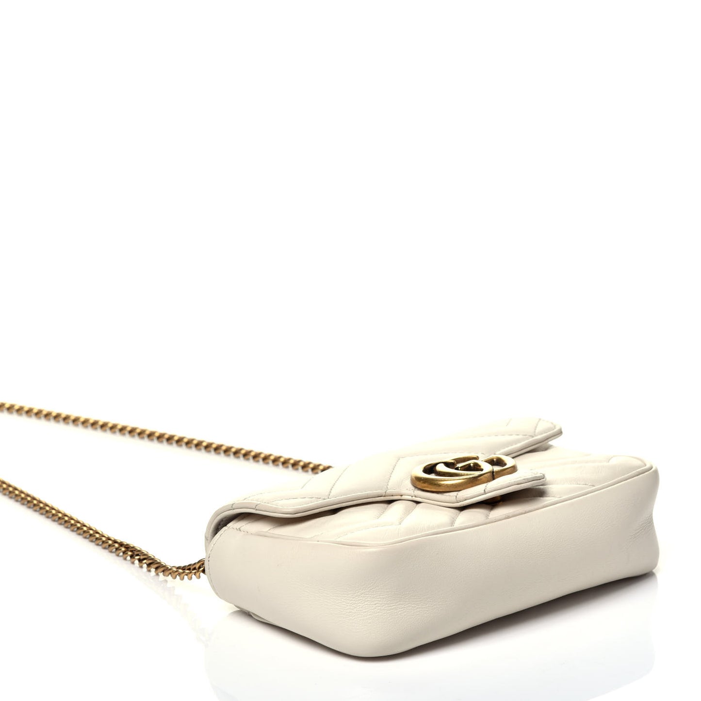 Calfskin Matelasse Super Mini GG Marmont Shoulder Bag White