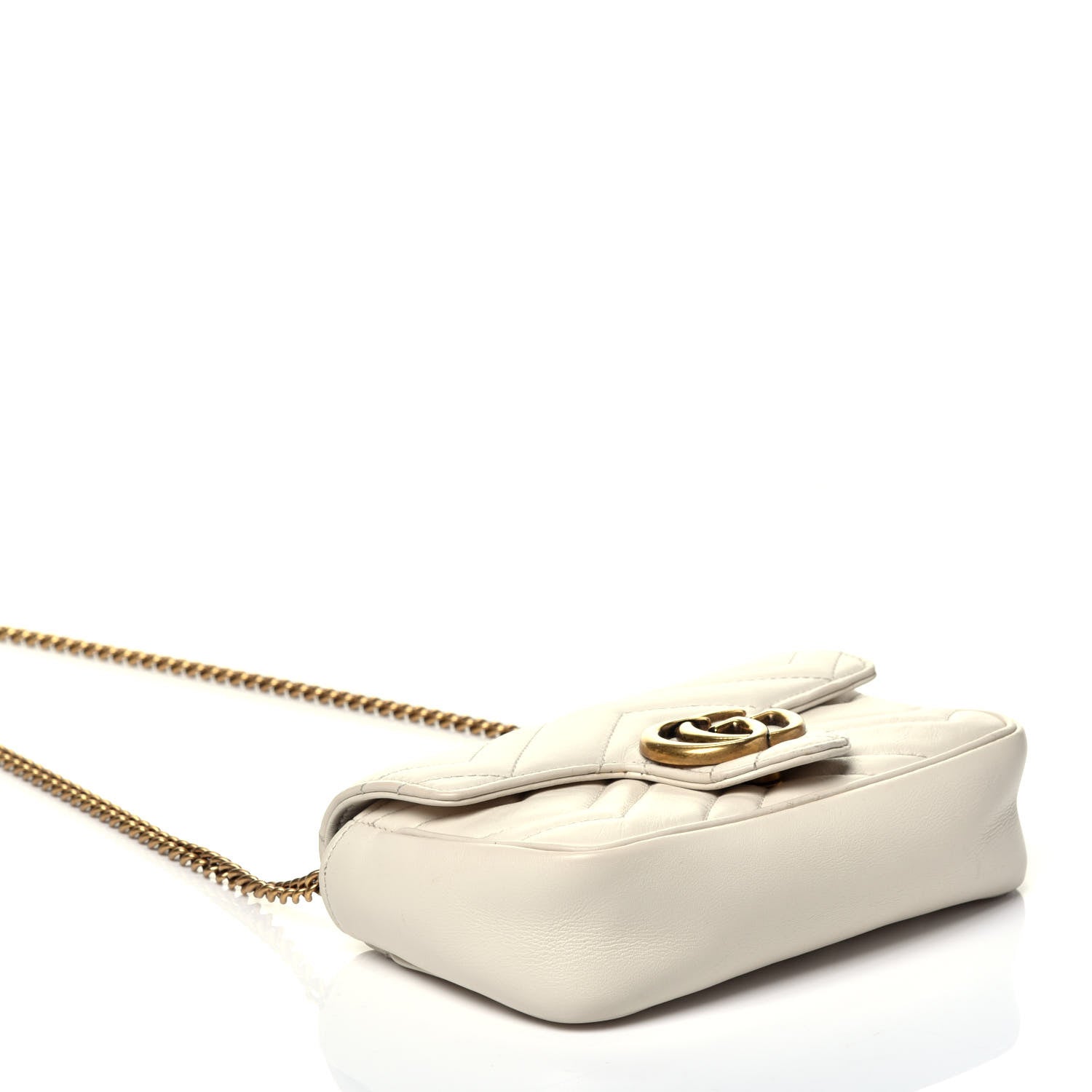 Gucci Calfskin Matelasse Super Mini GG Marmont Shoulder Bag White 4 of 9