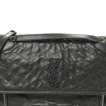 Saint Laurent Crinkled Calfskin Matelasse Monogram Large Niki Chain Satchel Fog 5 of 10