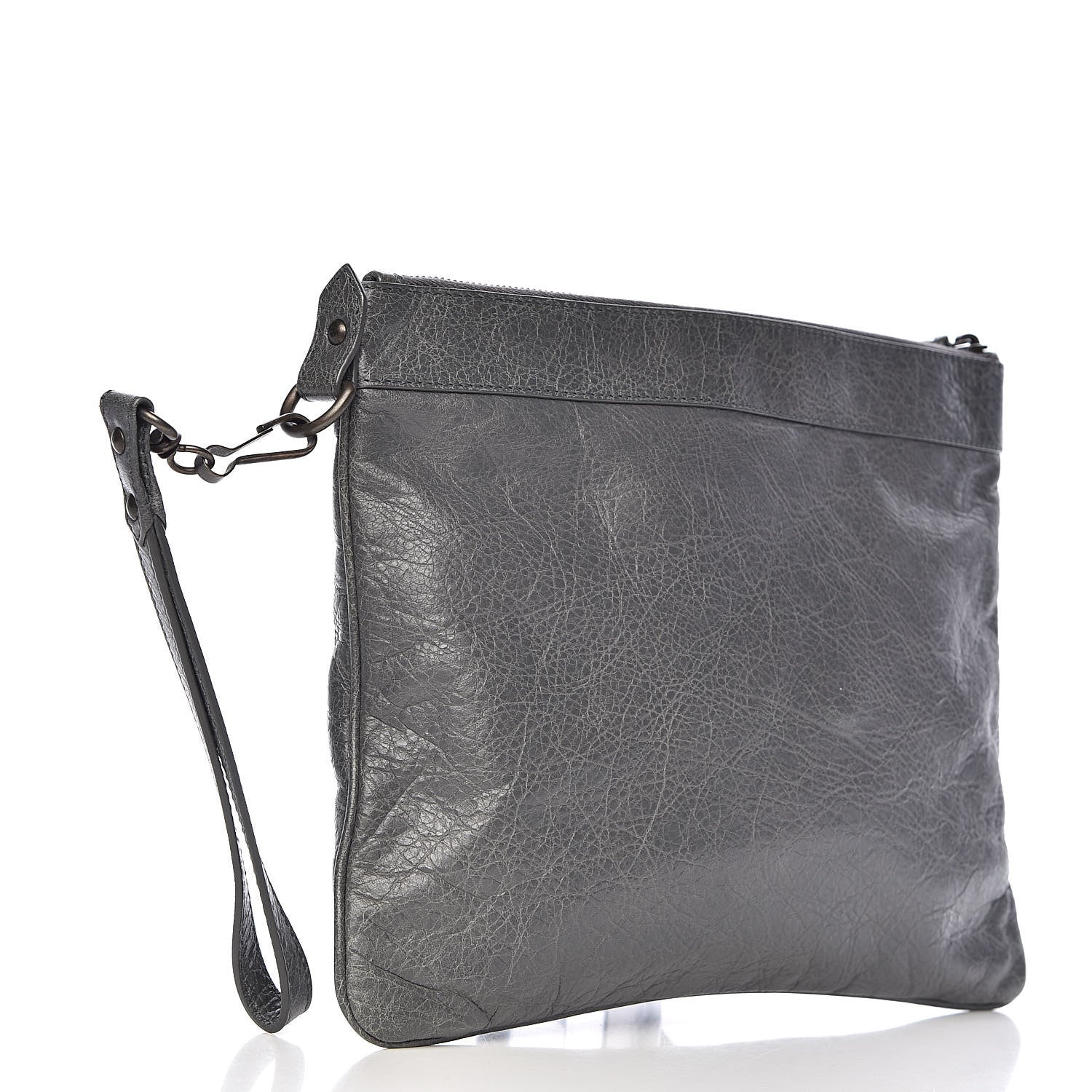 Balenciaga Agneau Classic Hardware Flat Handle Clutch Gris Tarmac 3 of 7
