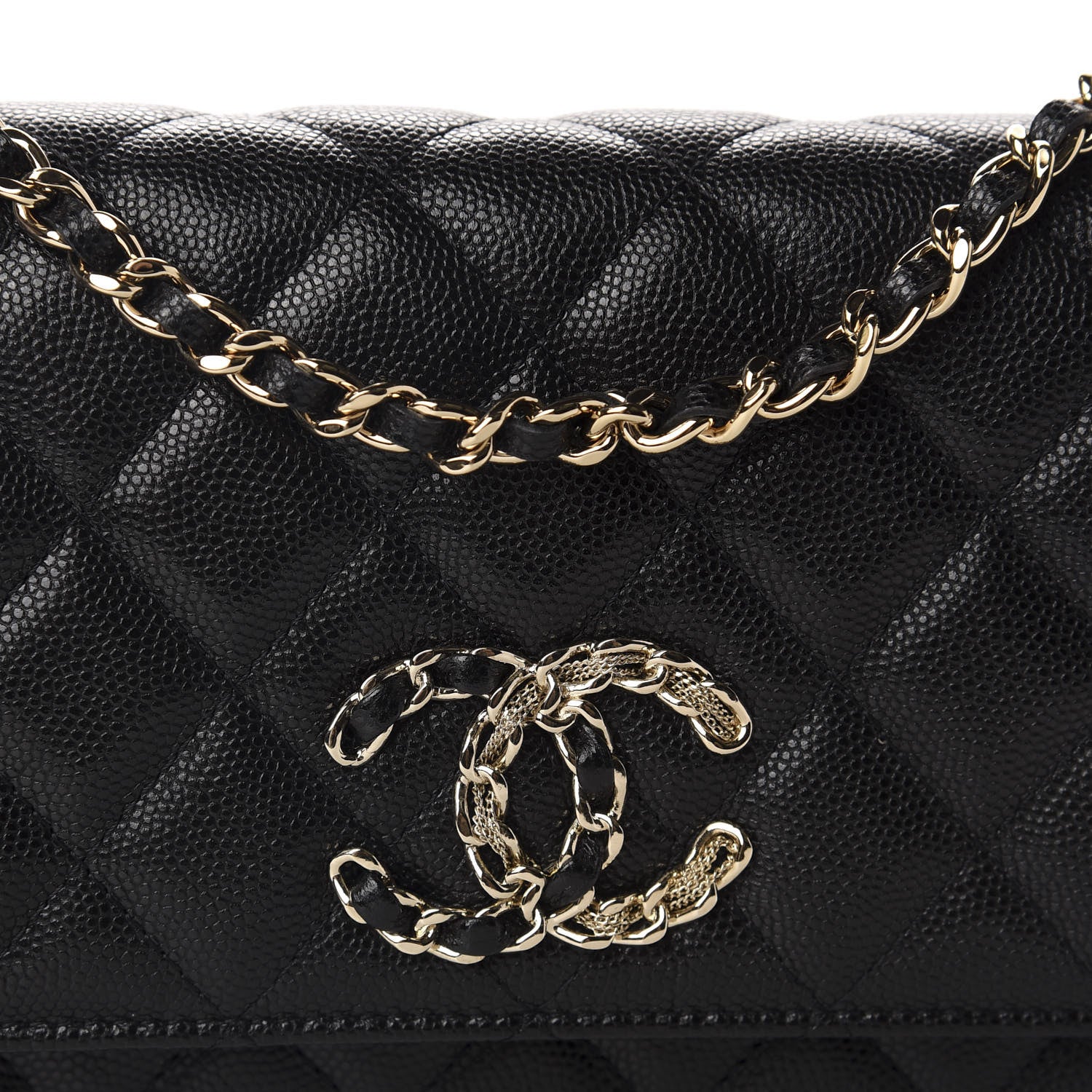 Chanel Caviar Quilted French New Wave Chain CC Wallet On Chain WOC Black 11 of 12