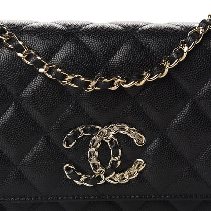 Chanel Caviar Quilted French New Wave Chain CC Wallet On Chain WOC Black 11 of 12