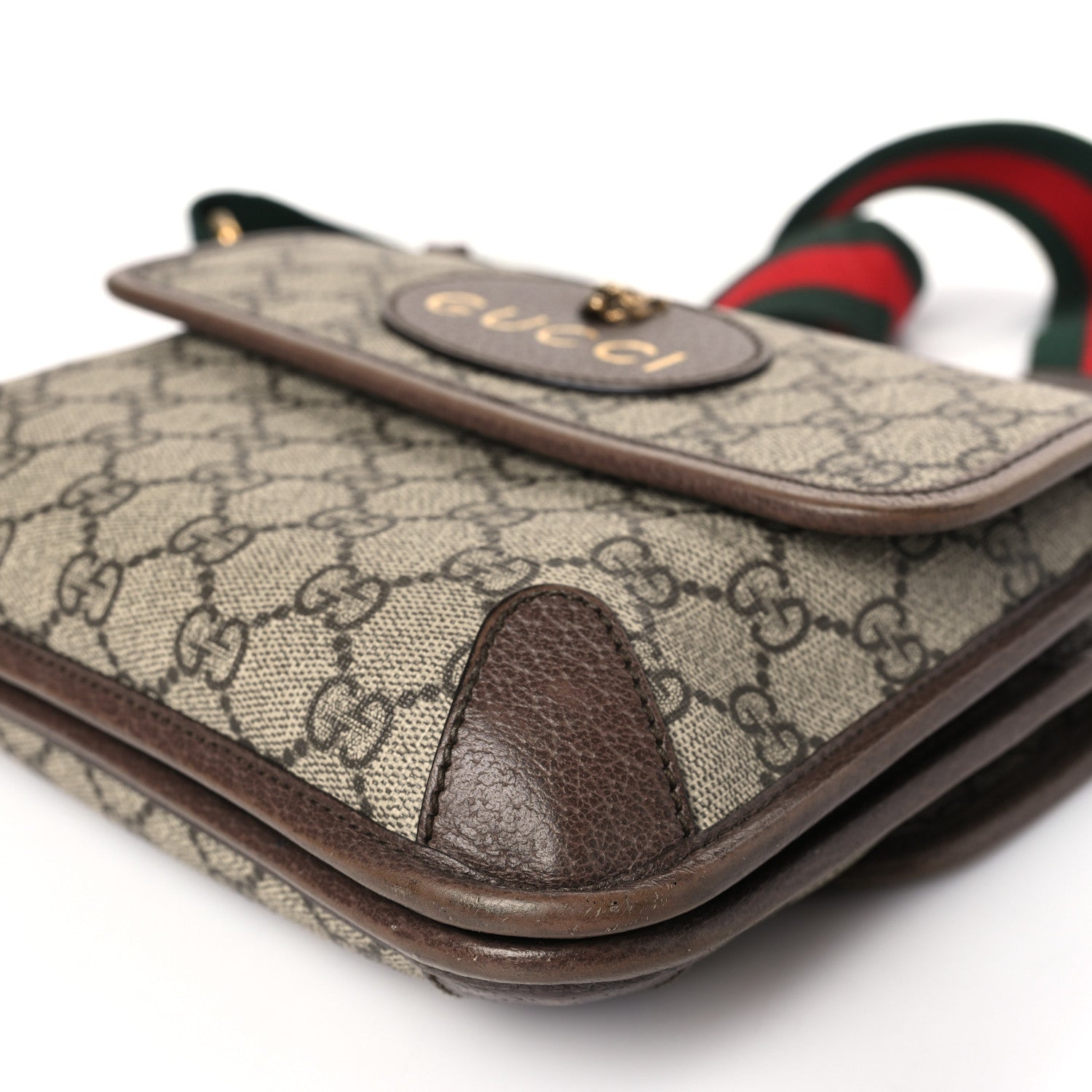Gucci GG Supreme Monogram Web Small Neo Vintage Double Flap Messenger Bag Beige New Acero 9 of 9