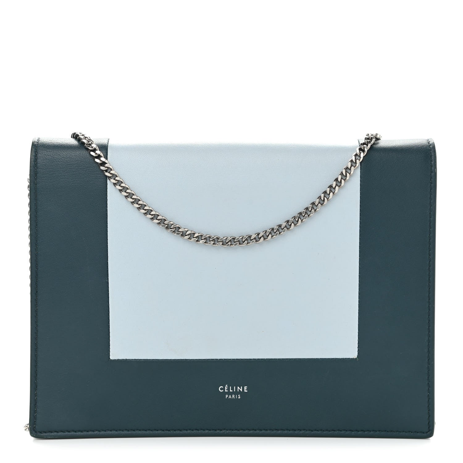 Celine Smooth Lambskin Frame Evening Chain Clutch Mineral Dark Green 1 of 19