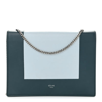 Celine Smooth Lambskin Frame Evening Chain Clutch Mineral Dark Green 1 of 19