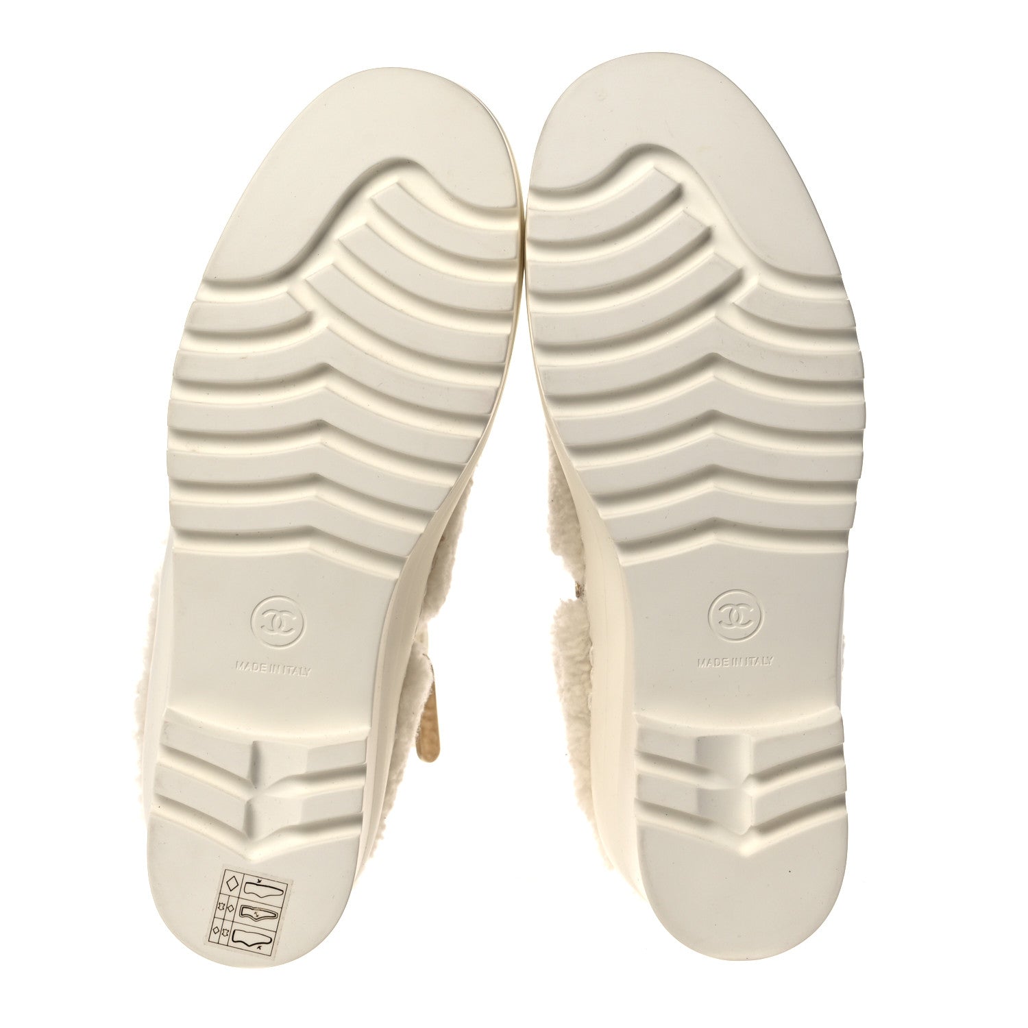 Chanel Shearling Rubber Zip Short Boots 38 White 5 of 8