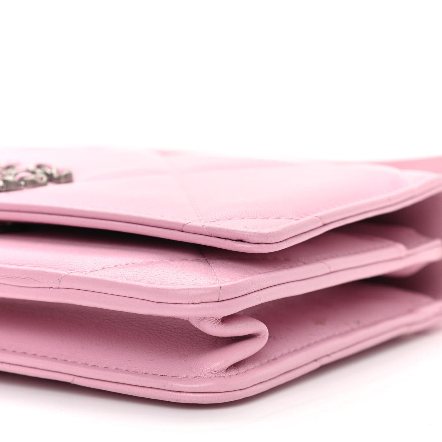 Lambskin Quilted Chanel 19 Wallet On Chain WOC Dark Pink