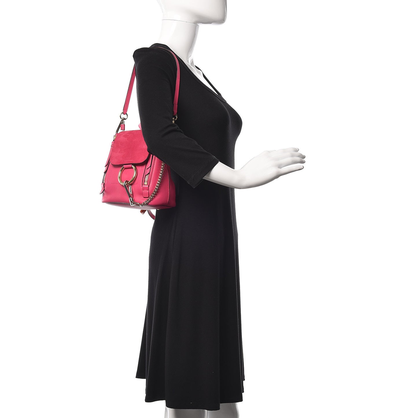 Suede Calfskin Mini Faye Backpack Fuchsia Rose