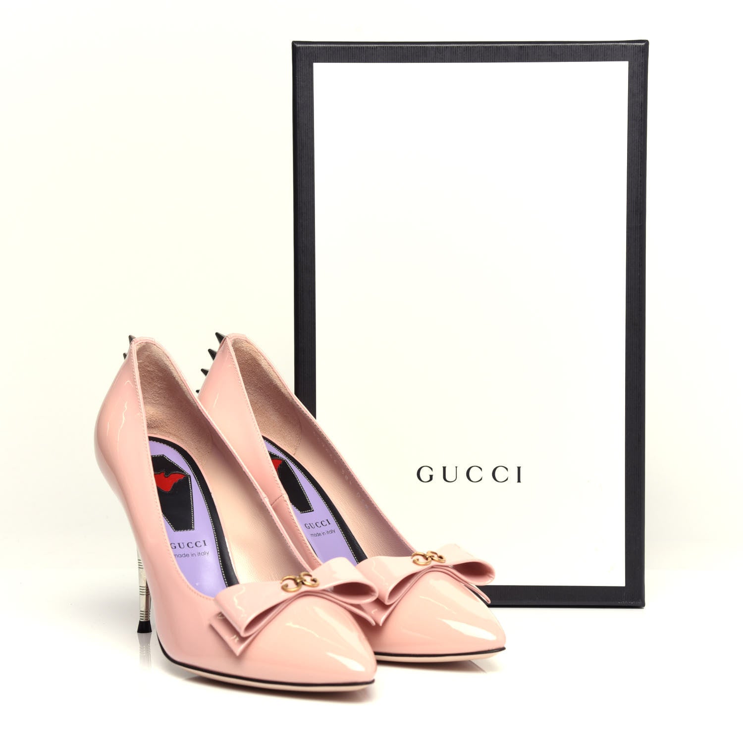 Gucci Patent GG Bow Sadie Spike High Heel Pumps 38.5 Perfect Pink 11 of 11