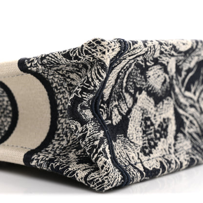 Christian Dior Canvas Embroidered Toile De Jouy Reverse Mini Book Tote With Strap Blue Multicolor 9 of 11