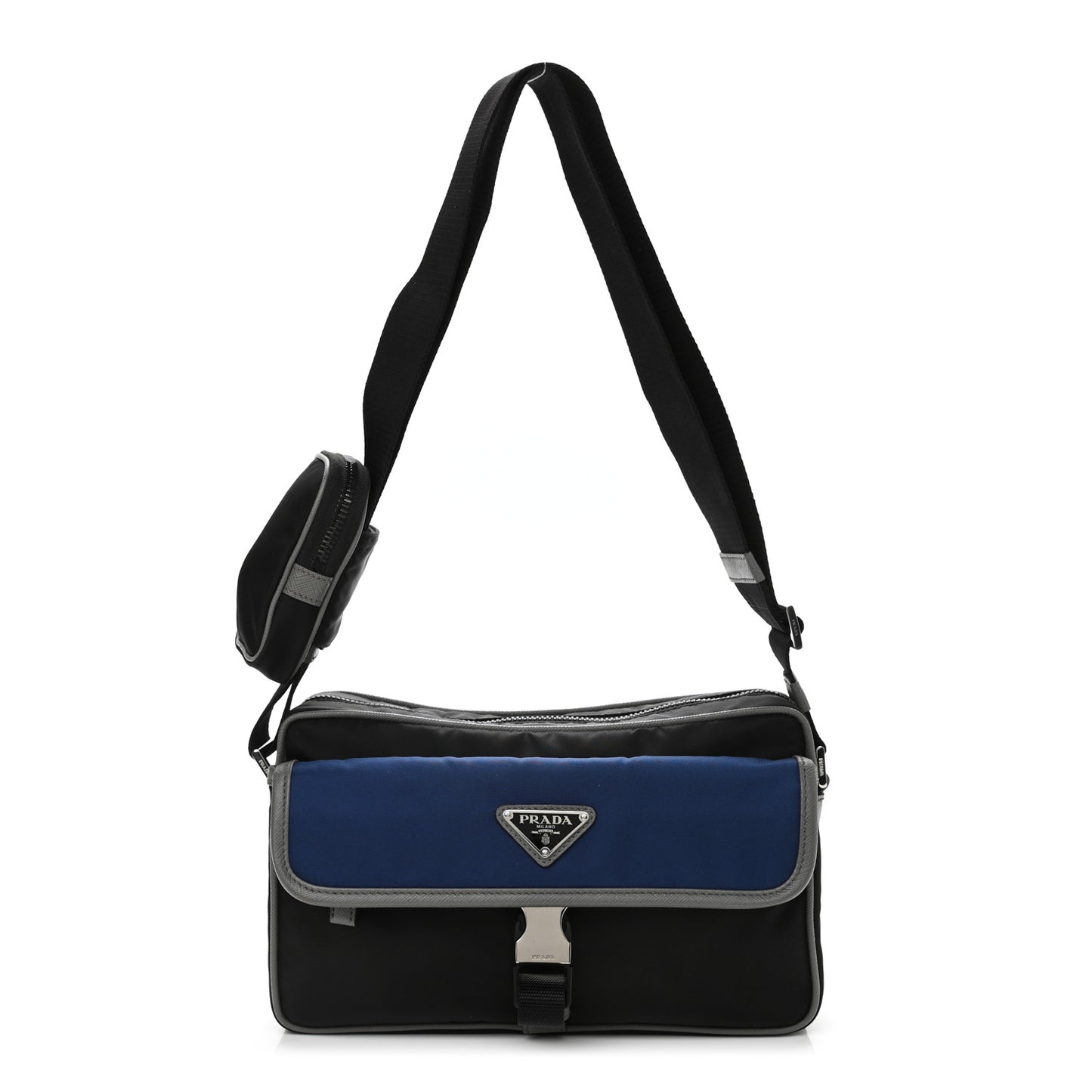 Tessuto Nylon Saffiano Messenger Bag Black Royal Marmo