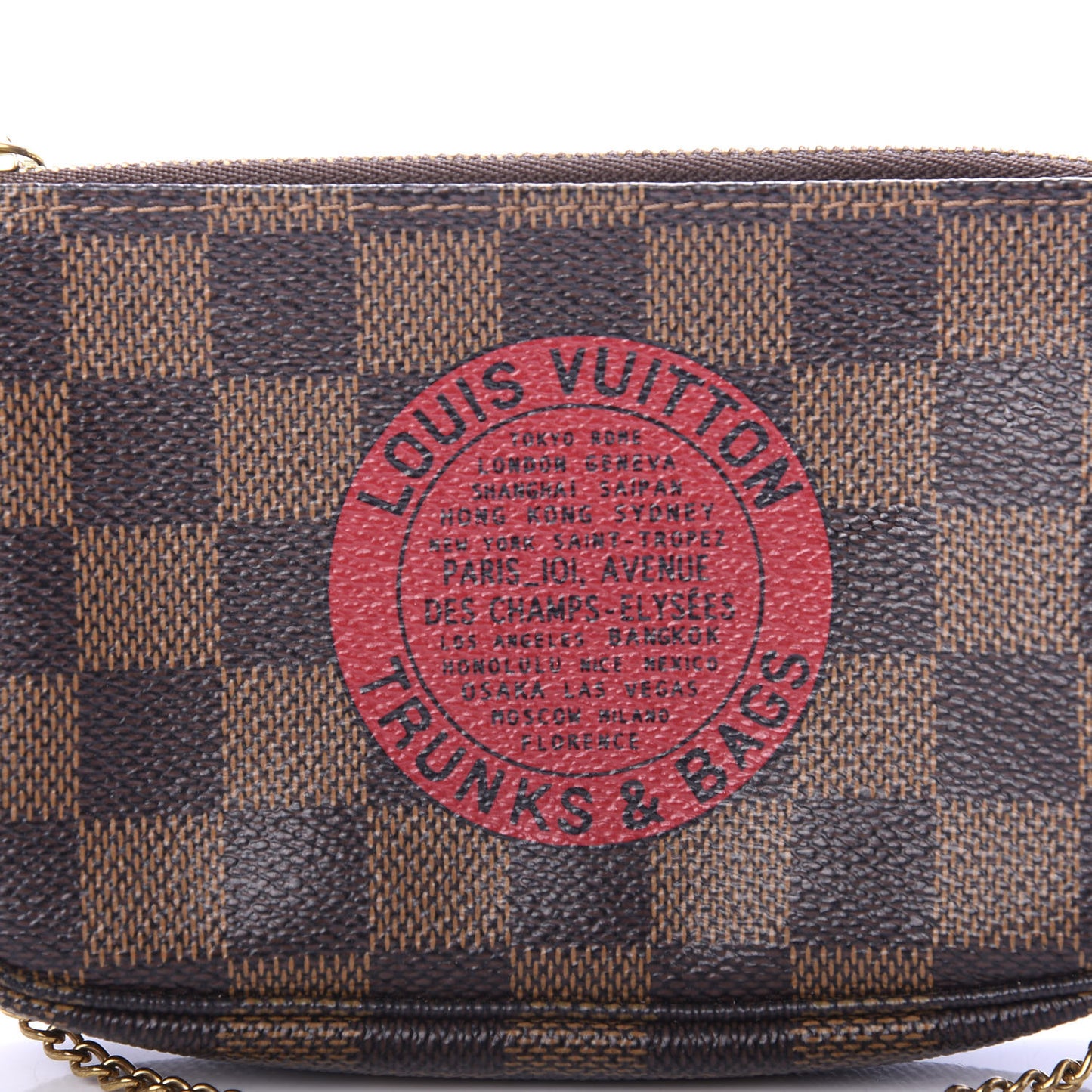 Damier Ebene Complice Trunks and Bags Mini Pochette Accessories Red