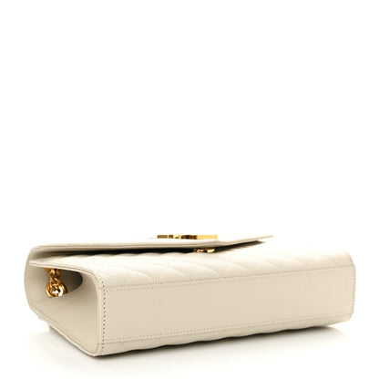 Saint Laurent Grain De Poudre Textured Mixed Matelasse Medium Triquilt Monogram Satchel Crema Soft 4 of 12