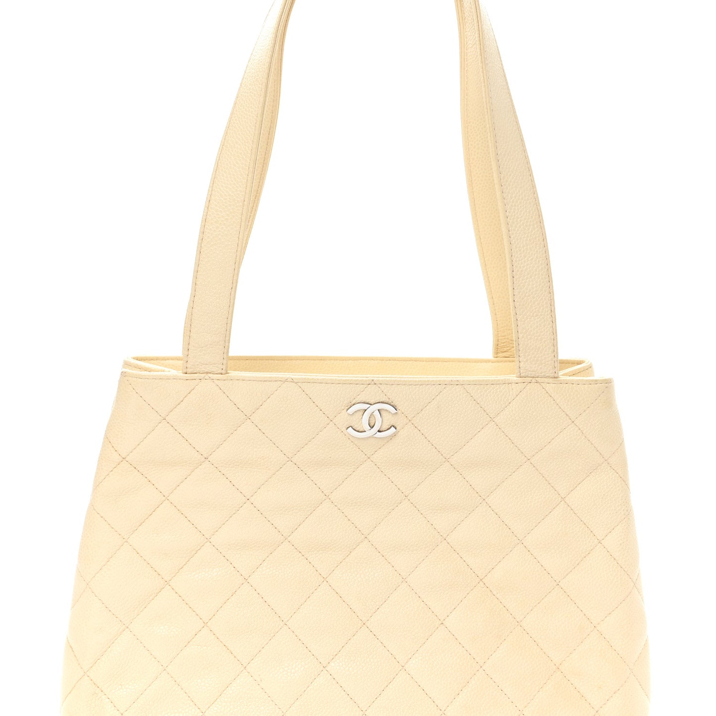 Caviar Quilted CC Shoulder Bag Beige