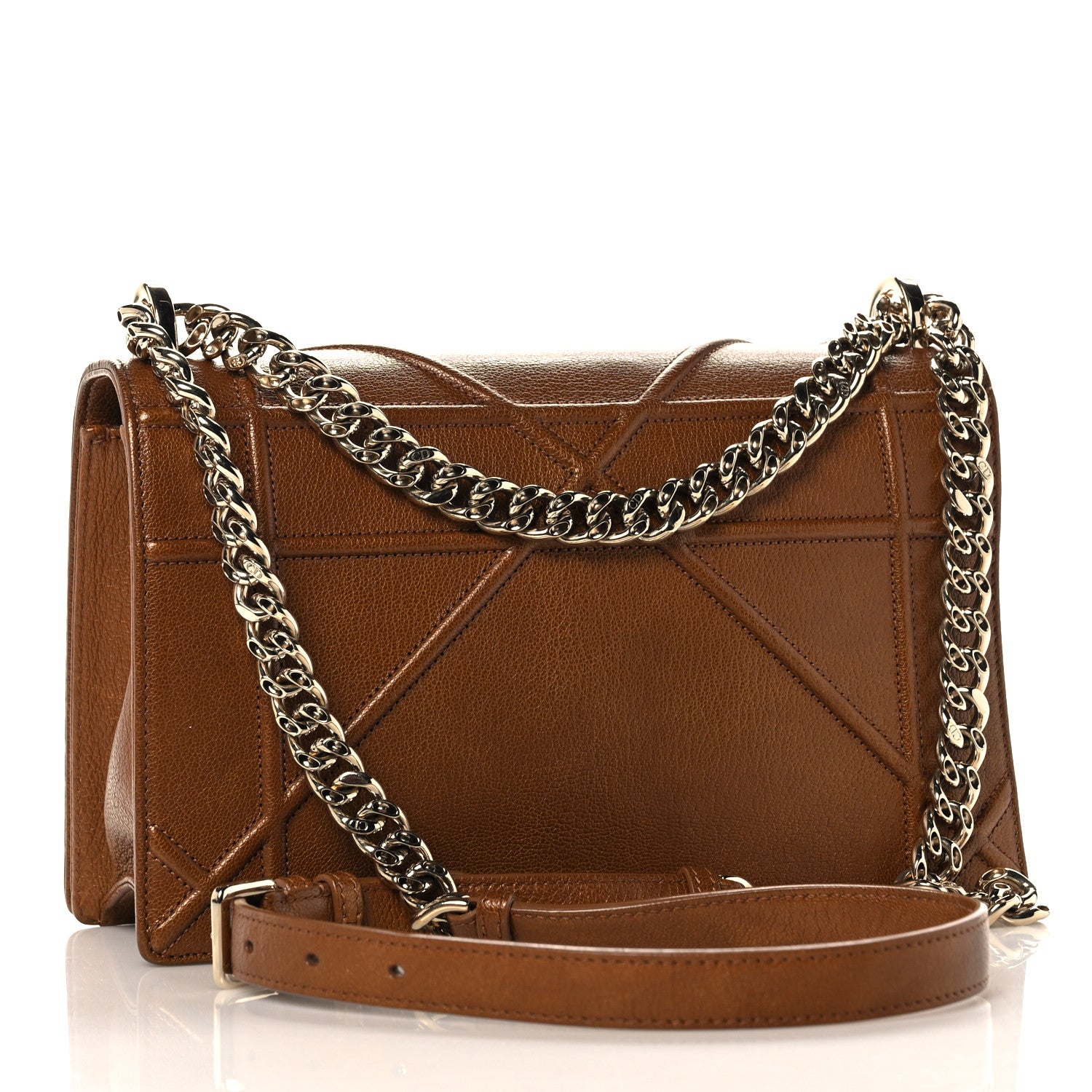 Christian Dior Grained Calfskin Medium Diorama Flap Bag Brown 3 of 9