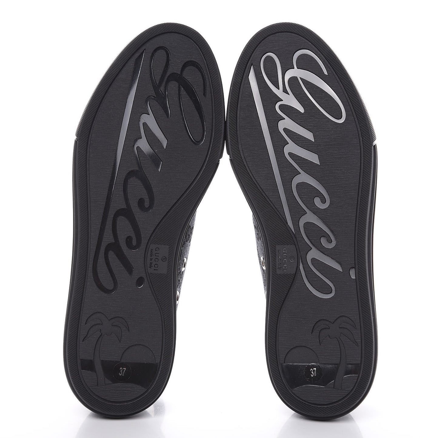 GG Monogram Calfskin Womens Low Top Sneakers 37 Piombo Black