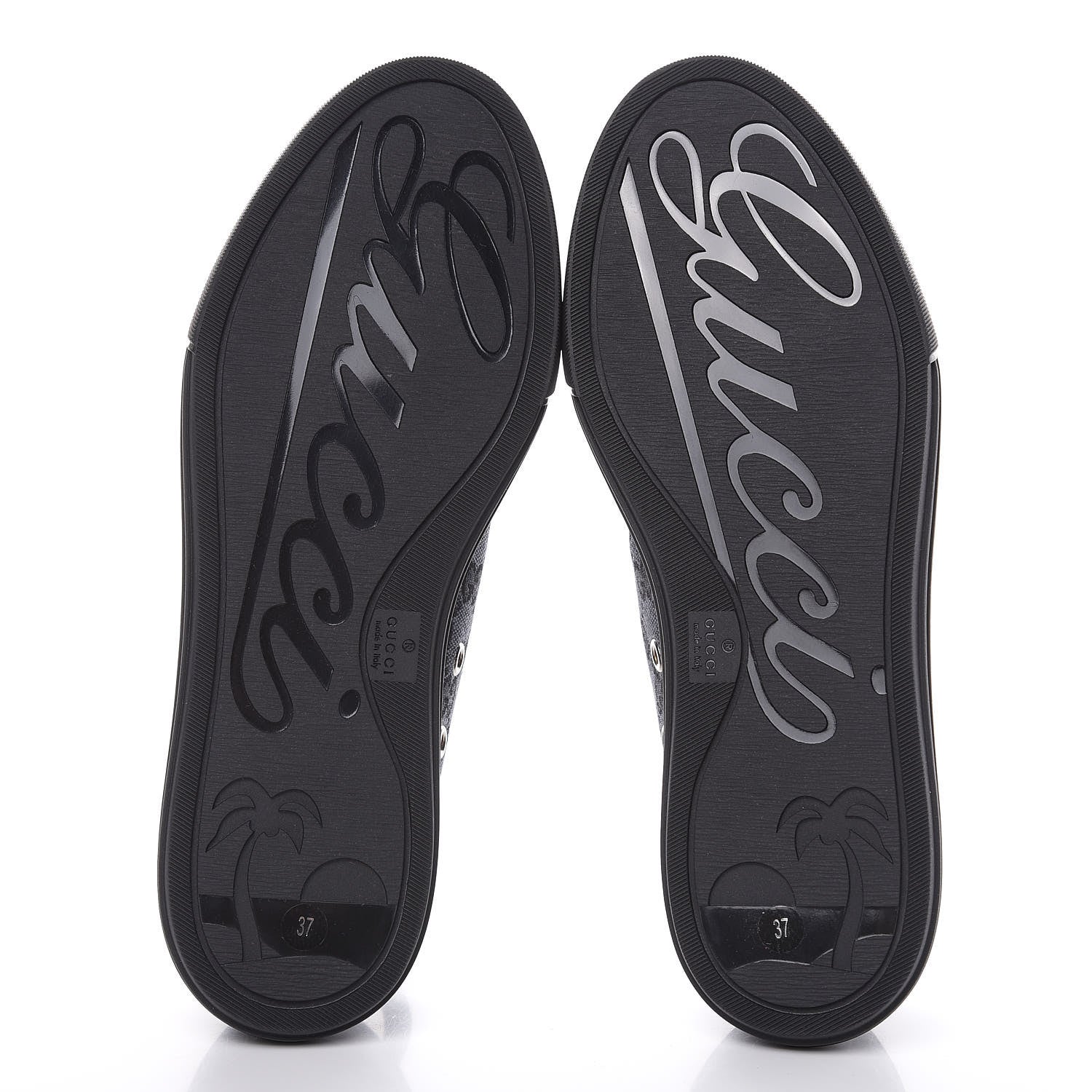 Gucci GG Monogram Calfskin Womens Low Top Sneakers 37 Piombo Black 5 of 10