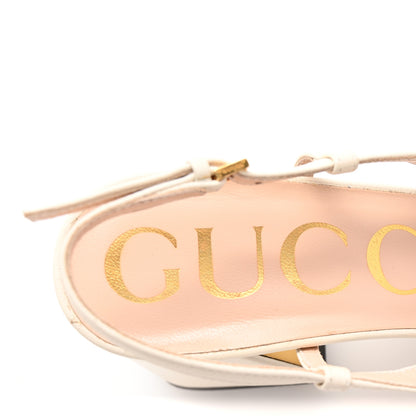 Gucci Malaga Kid Horsebit 75mm Slingback Pumps 37 Mystic White 8 of 9