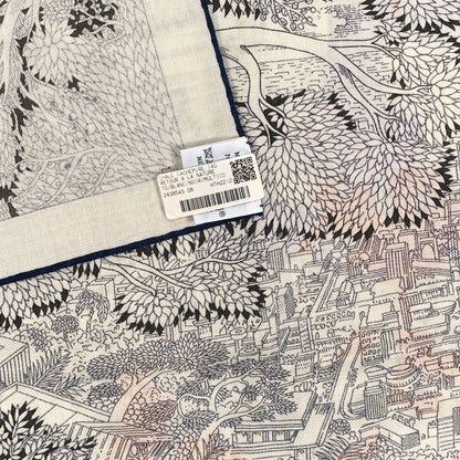 Hermes Cashmere Silk Retour a la Nature 140 White Black Multicolor 3 of 4