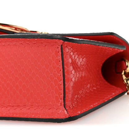Versace Calfskin Snakeskin Embossed Virtus Mini Chain Crossbody Red 9 of 9