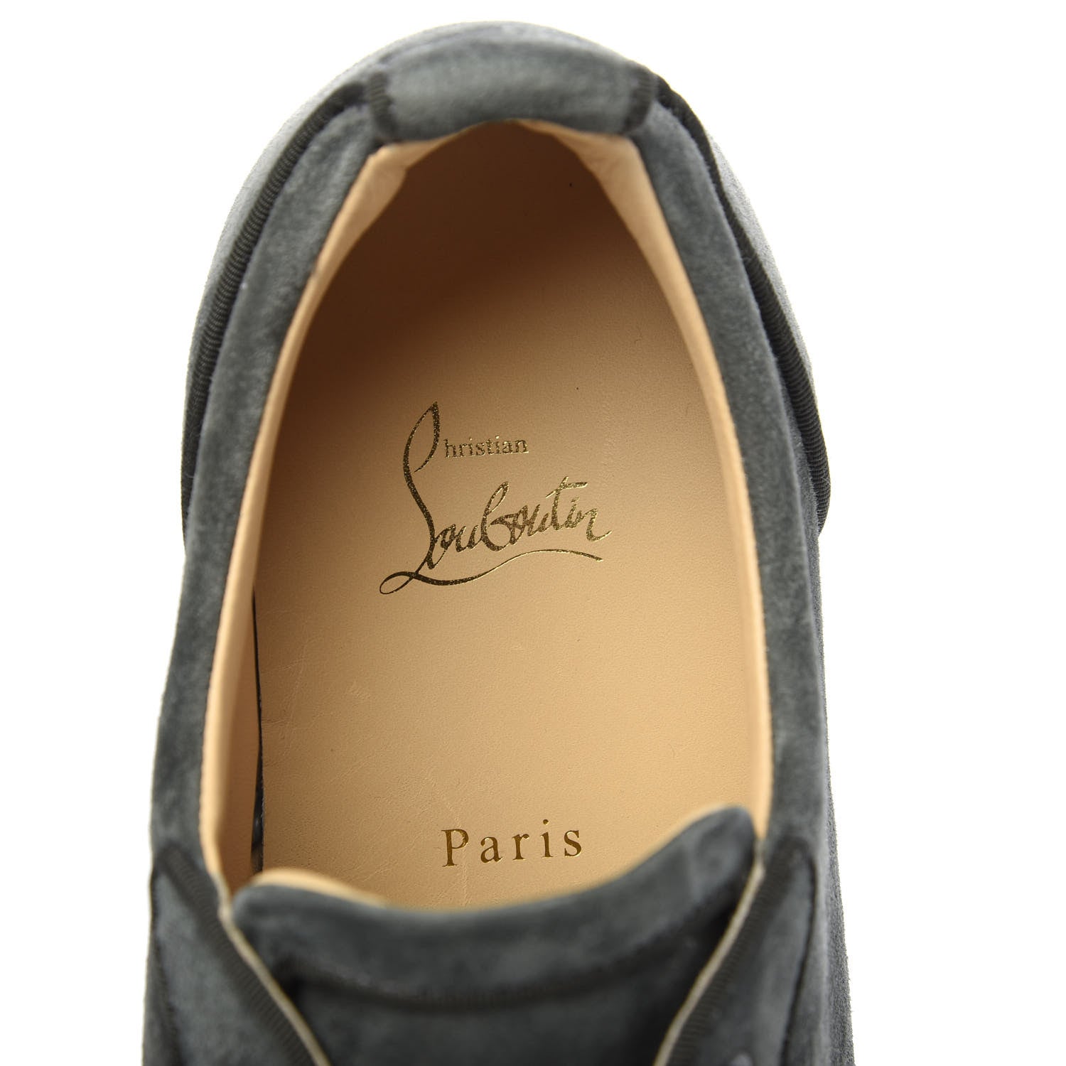 Christian Louboutin Veau Velours Mens Louis Junior Spikes Flat Sneakers 44 Grey 7 of 8