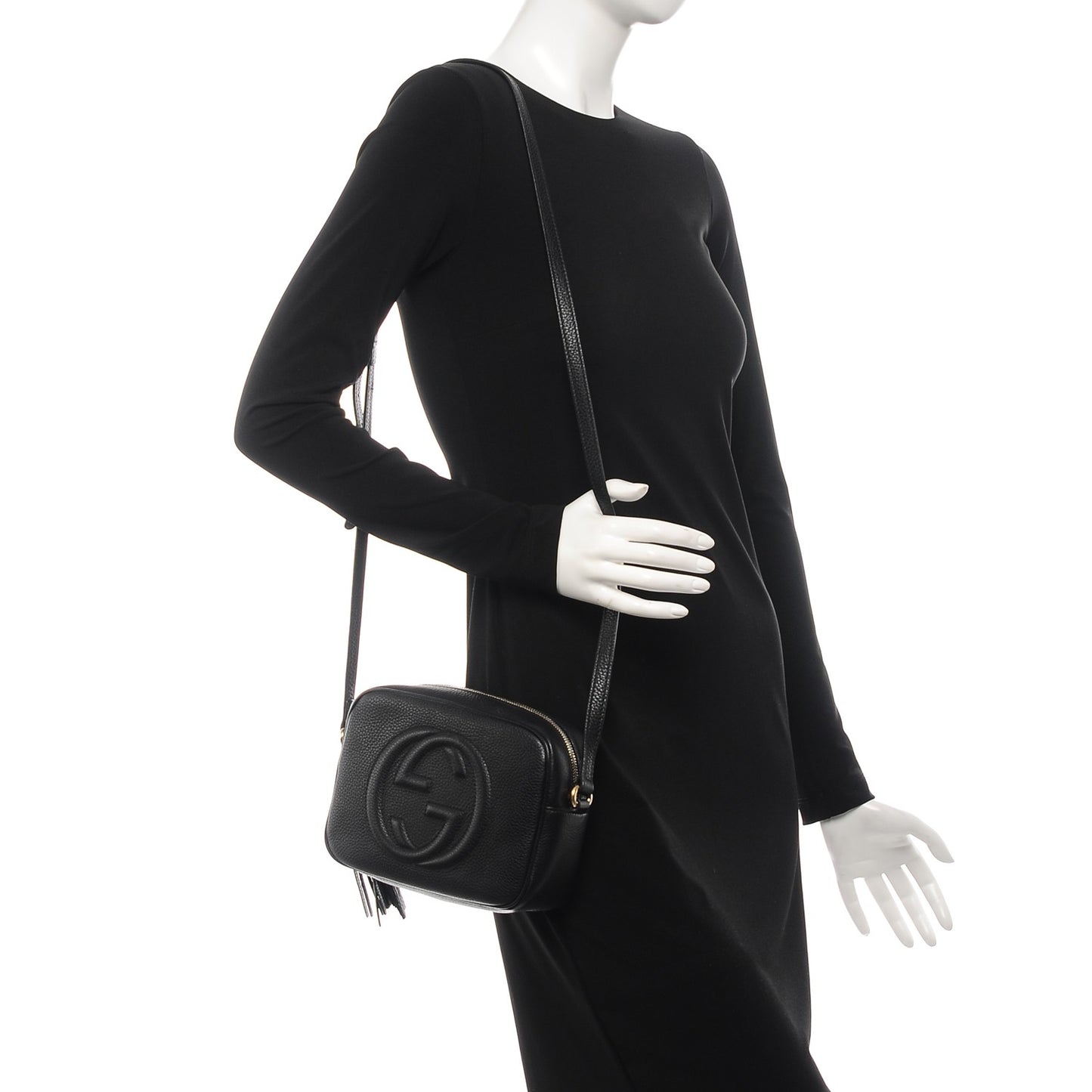 Pebbled Calfskin Small Soho Disco Bag Black