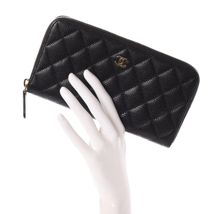 Chanel Caviar Quilted Large Gusset Zip Around Wallet Black 2 of 9