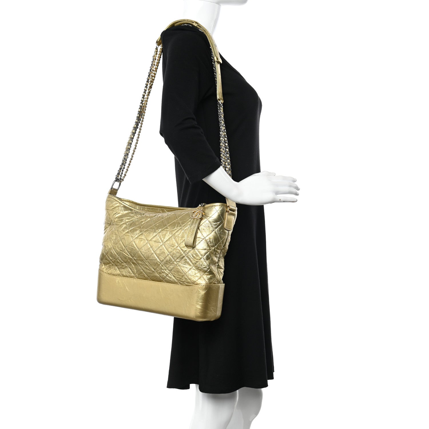 Chanel Metallic Lambskin Calfskin Quilted Large Gabrielle Hobo Gold 2 of 11