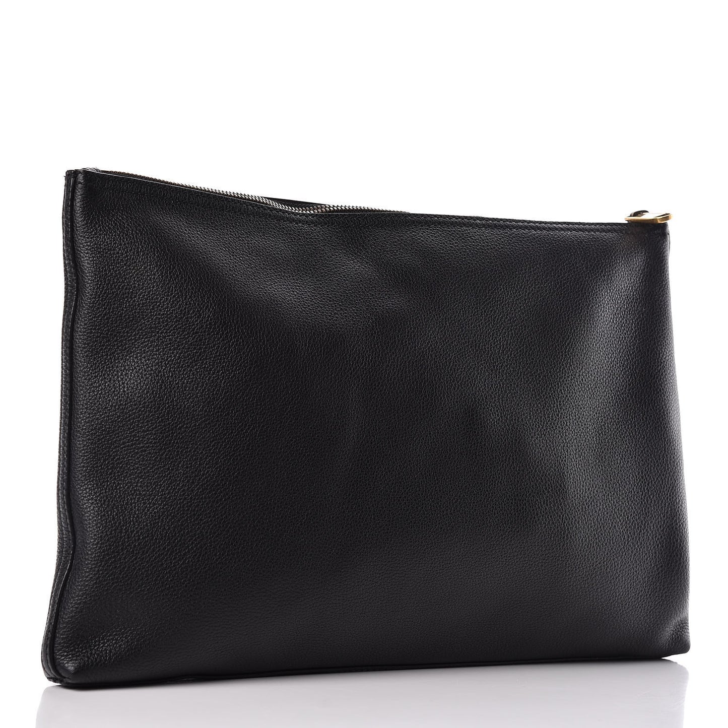 Pebbled Calfskin Large Logo Portfolio Clutch Black