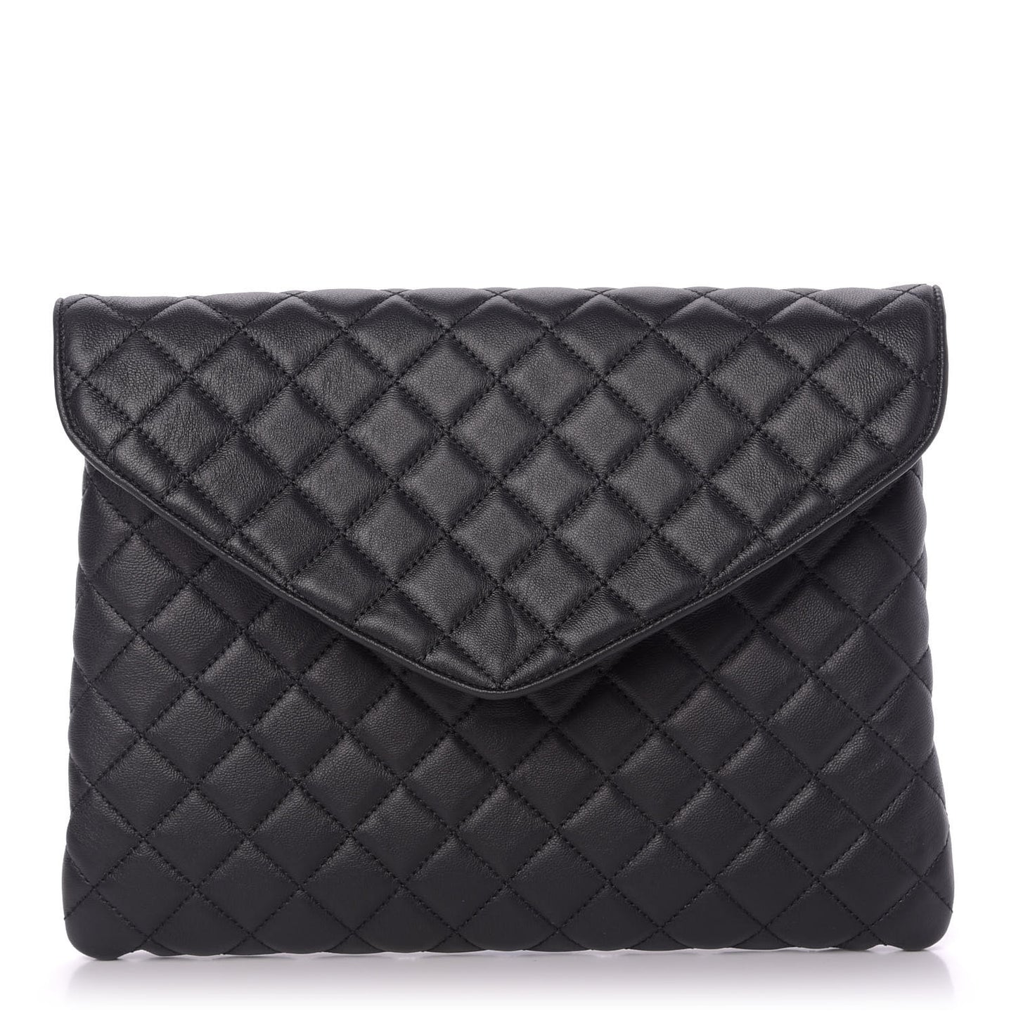 Lambskin Quilted Cap Toe Slipper With Pouch 37 Black